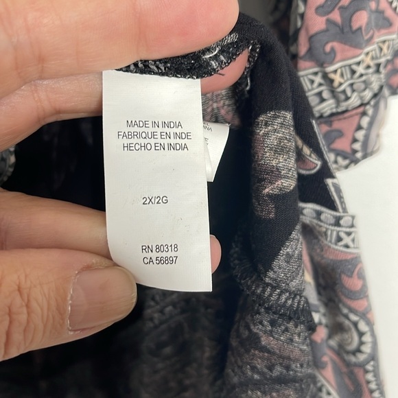 LUCKY BRAND Border Sprint Floral 3/4 Sleeve High Low Tunic Plus Size 2X - Picture 5 of 8